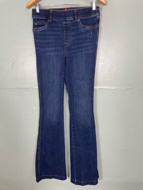 Spanx Flare Jeans Pull On Blue Women Size Medium Wide Leg 20327R